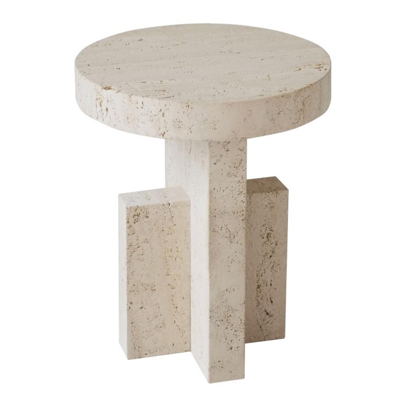 SIDETABLE TRAVERTINE 45 NATURAL - CAFE, SIDE TABLES